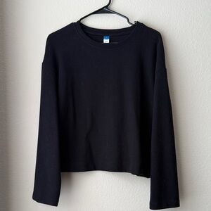 Old Navy Black Cropped Crewneck Sweatshirt